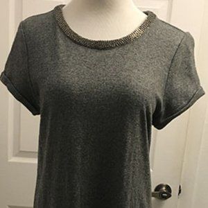 LOFT gray beaded round neck dress